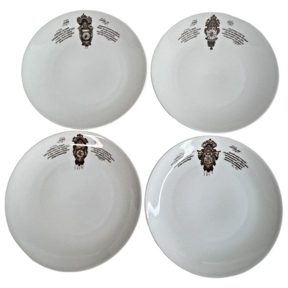 4 Mitterteich Porzellan Salad Side Plates Clock Pattern 7 3/4 IN Germany Vintage - Picture 1 of 13